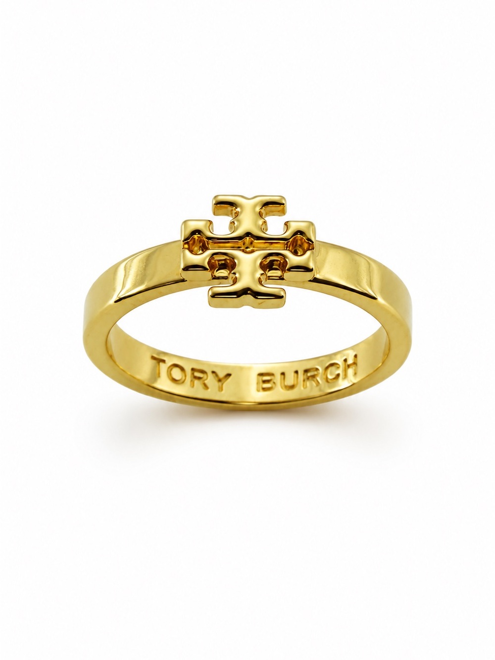 Tory Burch Gold Logo Band Ring size 7